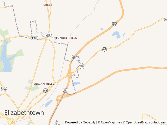 Map of Elizabethtown Campground location at Elizabethtown, KY, United States