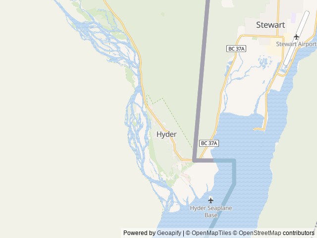 Map of Eagle Shadow Campground location at Hyder, AK, United States