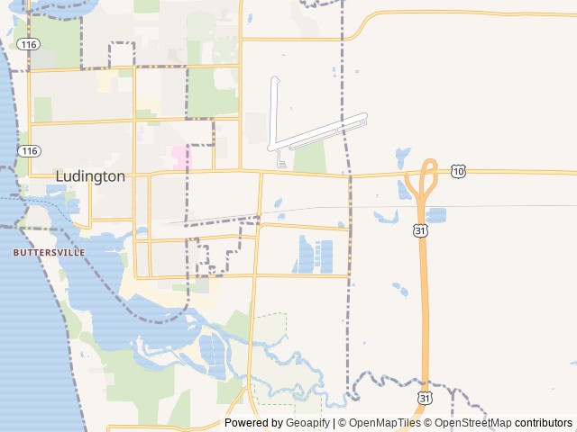 Map of Poncho’s Pond RV Park location at Ludington, MI, United States