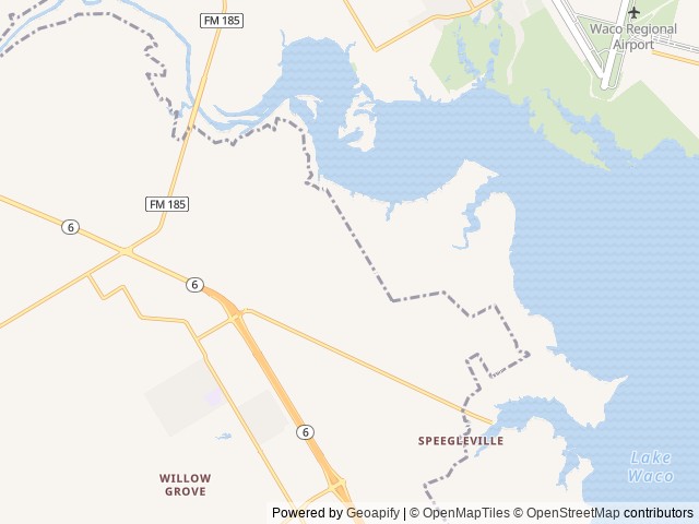 Map of Reynolds Creek location at Waco, TX, United States
