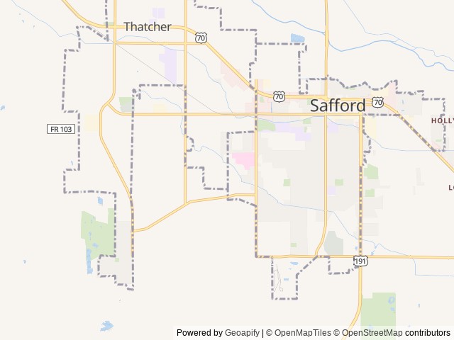Map of El Minero RV Park location at Safford, AZ, United States