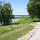 Downriver of boat ramp looking at river.