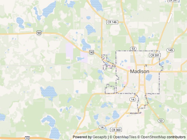 Map of Madison RV & Golf Country Club location at Madison, FL, United States