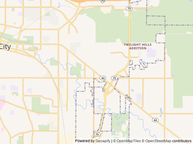 Map of Rapid City / Black Hills KOA Holiday location at Rapid City, SD, United States