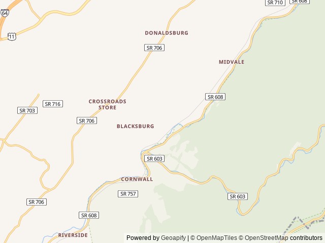 Map of Swedish Lilac Campground Virginia location at Vesuvius, VA, United States