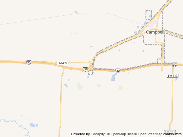 Map of Stinson RV Park & Resort location at Campbell, TX, United States