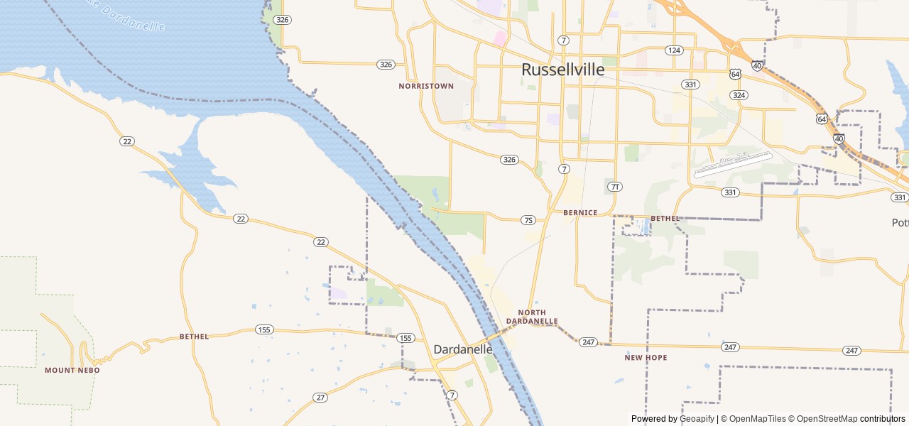 Map of Old Post Road location at Russellville, AR, United States