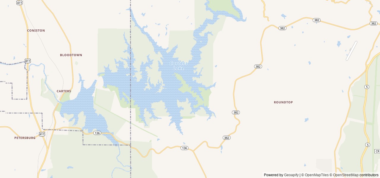 Map of Doll Mountain Campground location at Ellijay, GA, United States