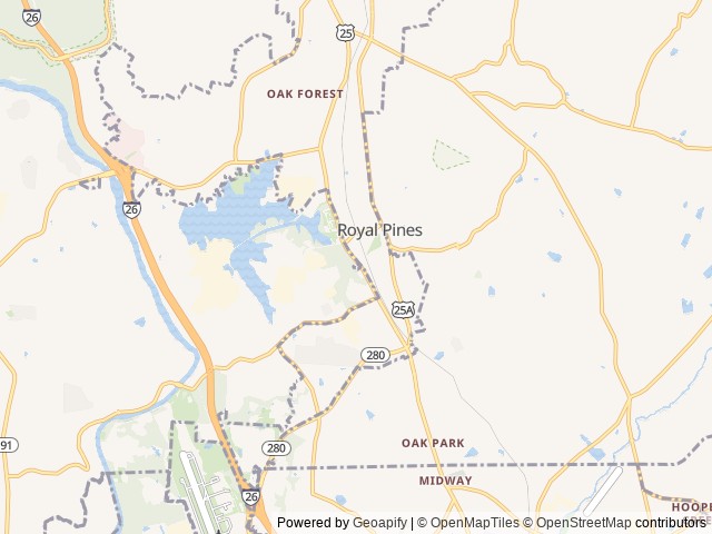 Map of Asheville River Cabins location at Arden, NC, United States