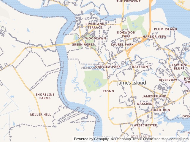 Map of The Campground at James Island County Park location at Charleston, SC, United States