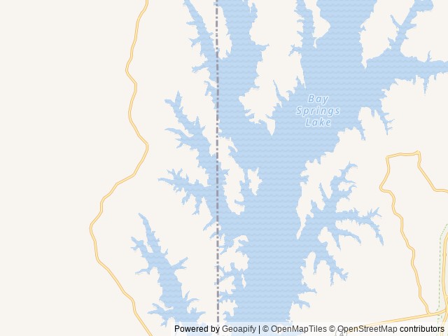 Map of Piney Grove location at New Site, MS, United States
