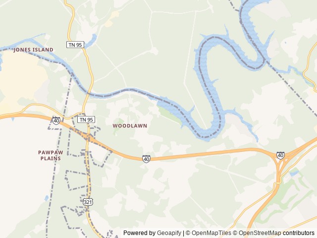 Map of Melton Hill Dam Campground location at Lenoir City, TN, United States