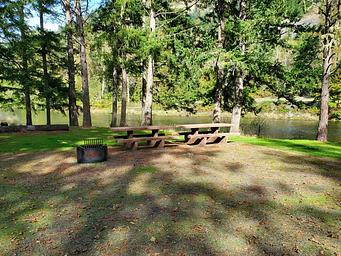 Campsite at Schwarz with river in background