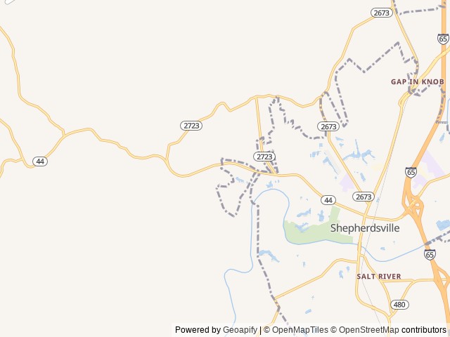 Map of Shepherds RV Park location at Shepherdsville, KY, United States