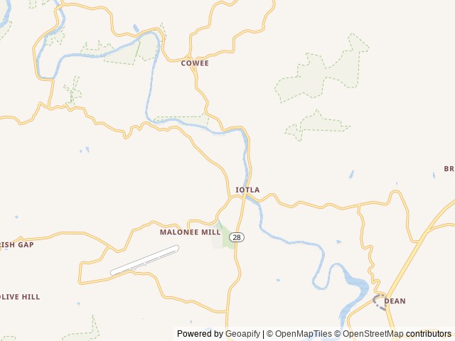 Map of Rose Creek Campground & Cabins location at Franklin, NC, United States