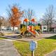 Colorful playground in RV park with slides