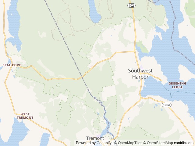 Map of Acadia Yurts & Wellness Center location at Southwest Harbor, ME, United States
