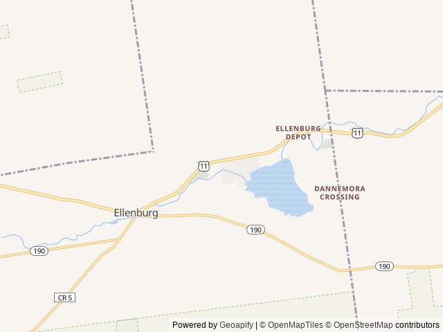 Map of Blue Haven Campground location at Ellenburg Depot, NY, United States