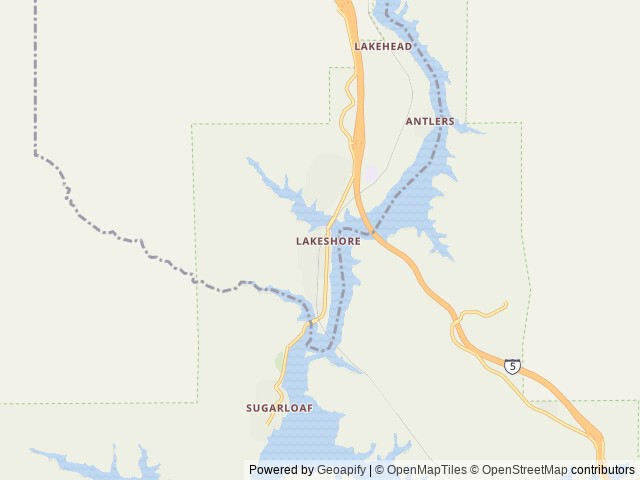 Map of Lakeshore Resort location at Lakehead, CA, United States