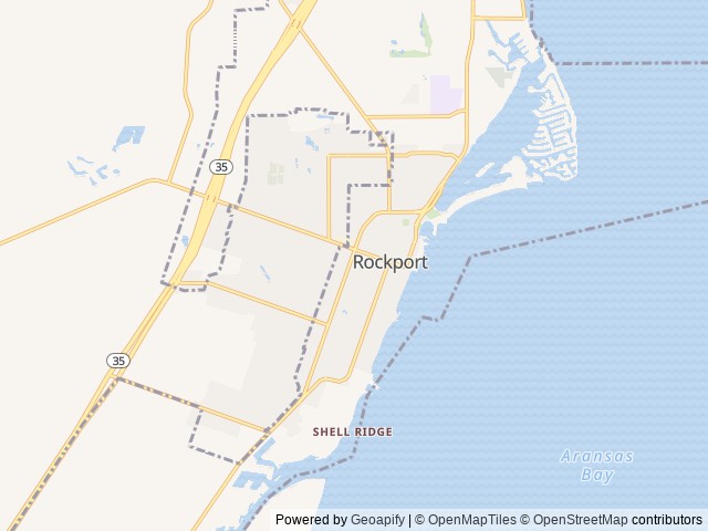 Map of Taylor Oaks RV Park location at Rockport, TX, United States