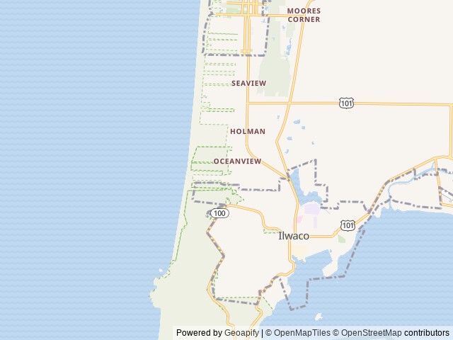 Map of Thousand Trails Long Beach location at Seattle, WA, United States