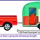 diagram show max vehicle of 29 ft with max overhang of 9 feet and says to check driveway length to fit both tow vehicle and trailer