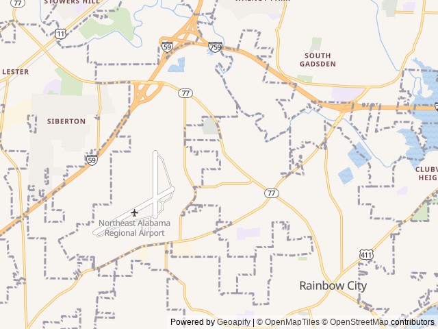 Map for Bonnaroo friendly 2018 Coach Forest River Gaal1685 near Rainbow City, AL