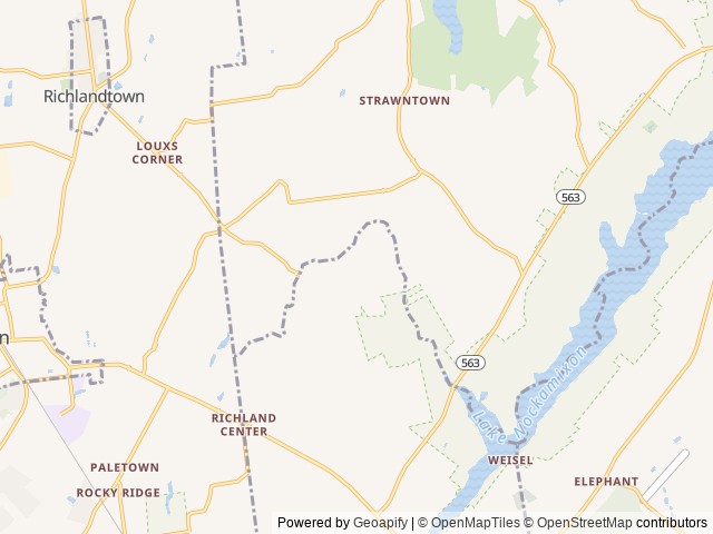 Map of Tohickon Family Campground location at Quakertown, PA, United States