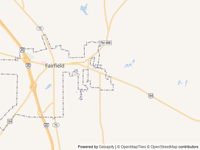 Map of Circle Drive RV Park location at Fairfield, TX, United States
