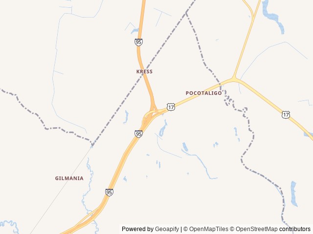 Map of Point South / I-95 / Yemassee KOA Holiday location at Yemassee, SC, United States