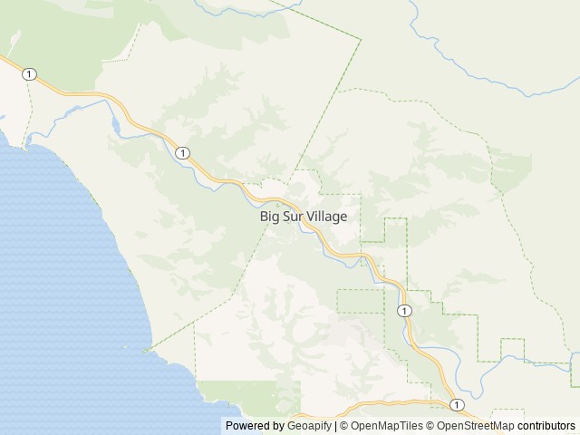 Map of Riverside Campground & Cabins location at Big Sur, CA, United States