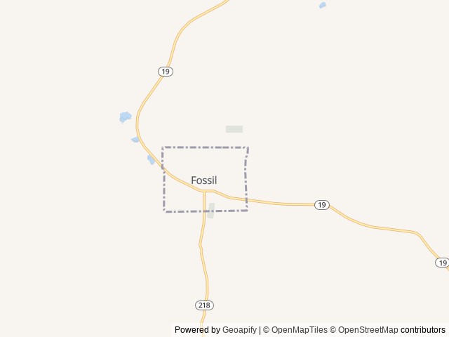 Map of Wheeler County Fairgrounds RV Park location at Fossil, OR, United States