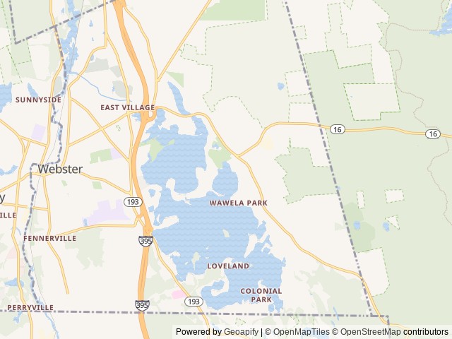 Map of Indian Ranch Campground location at Webster, MA, United States