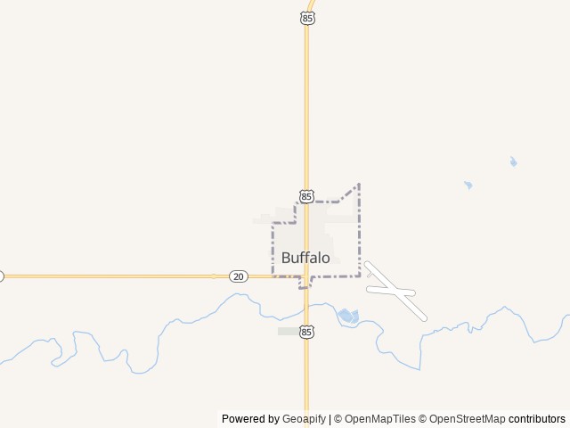 Map of Three Toes Campground location at Buffalo, SD, United States