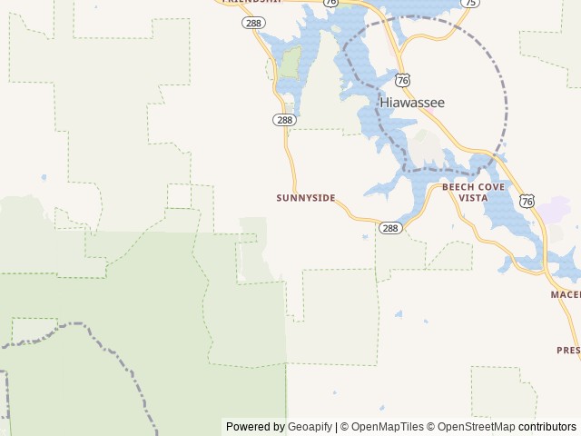 Map of Long Ridge Campground location at Hiawassee, GA, United States