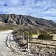 Gravel road leading into the Frijole Ranch area.  Views of the Guadalupe Mountains in the background.