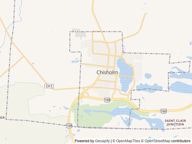 Map of Chisholm Iron Trail Campground location at Chisholm, MN, United States