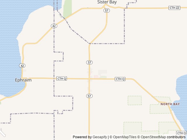 Map for Door County Campers LLC "Pinetree Retreat" near Sister Bay, WI