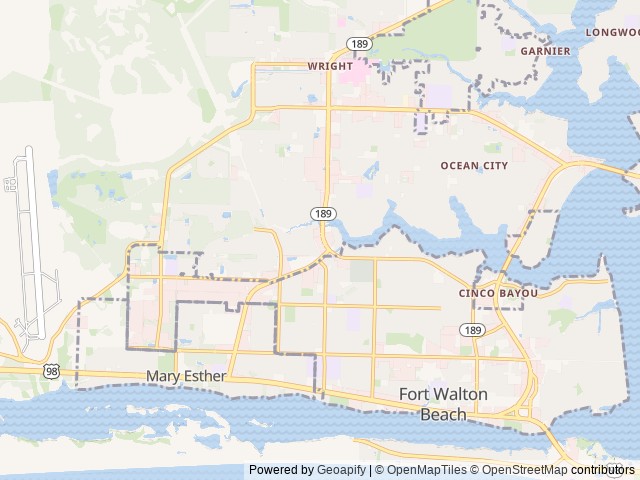 Map of Fort Walton Beach RV Park location at Fort Walton Beach, FL, United States