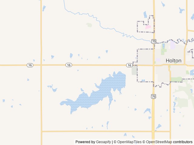 Map of Banner Creek Reservoir location at Holton, KS, United States