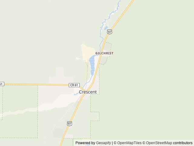 Map of Crescent RV Park location at Crescent, OR, United States