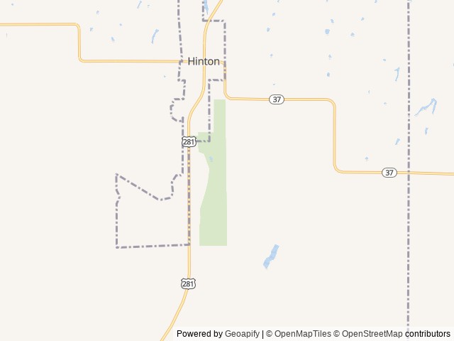 Map of Red Rock Canyon Campground and Adventure Park location at Hinton, OK, United States