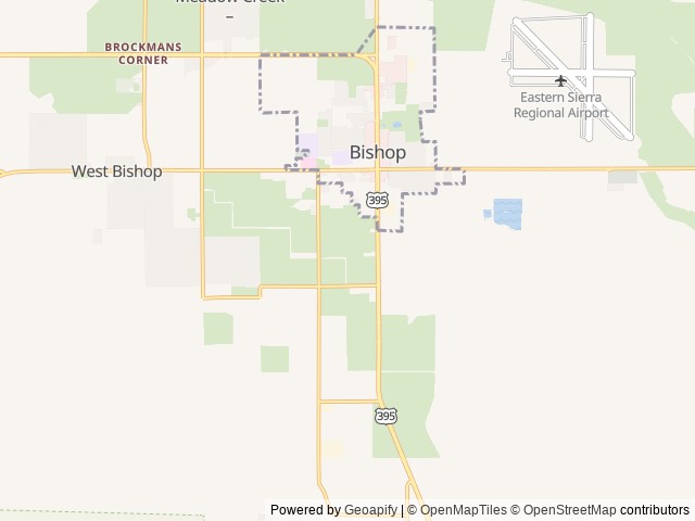 Map of Brown's Town Campgrounds location at Bishop, CA, United States
