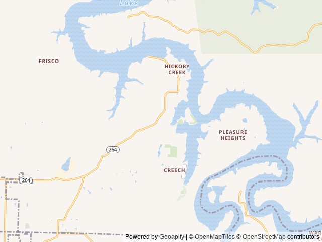 Map of Hickory Creek Park (AR) location at Lowell, AR, United States