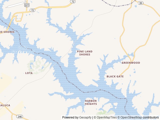 Map of Lake Greenwood Motorcoach Resort location at Cross Hill, SC, United States