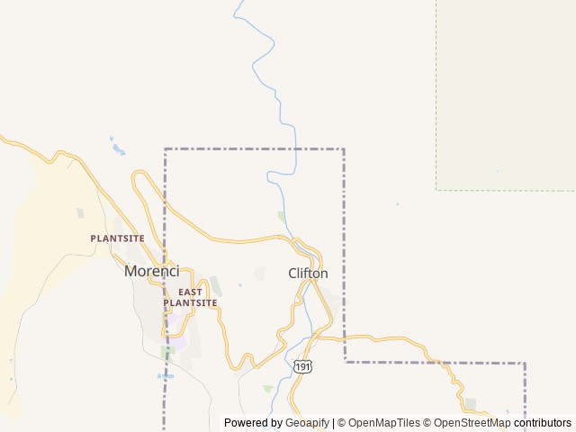 Map of North Clifton RV Park location at Clifton, AZ, United States