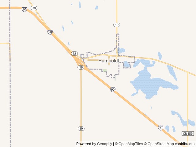 Map of Humboldt Campground location at Humboldt, SD, United States