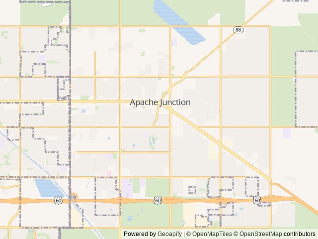 Map of Rock Shadows RV Resort location at Apache Junction, AZ, United States