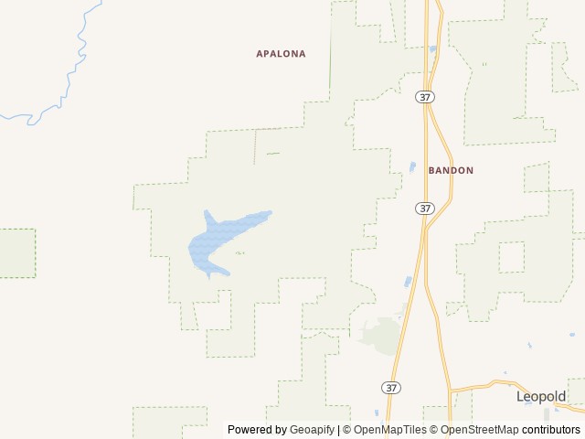 Map of Tipsaw Lake location at Branchville, IN, United States