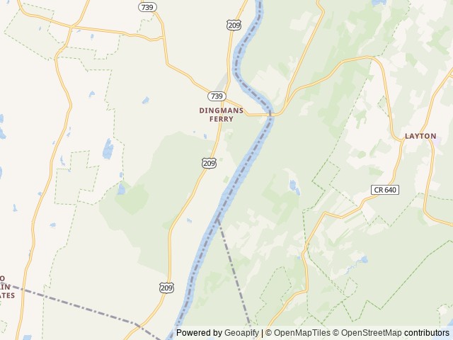 Map of Dingmans Campground location at Dingmans Ferry, PA, United States